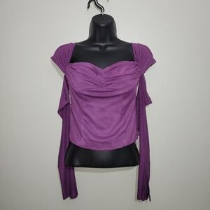 NWT Princess Polly Wisterea Off Shoulder Long Sleeve Top in Plum - Size US 6